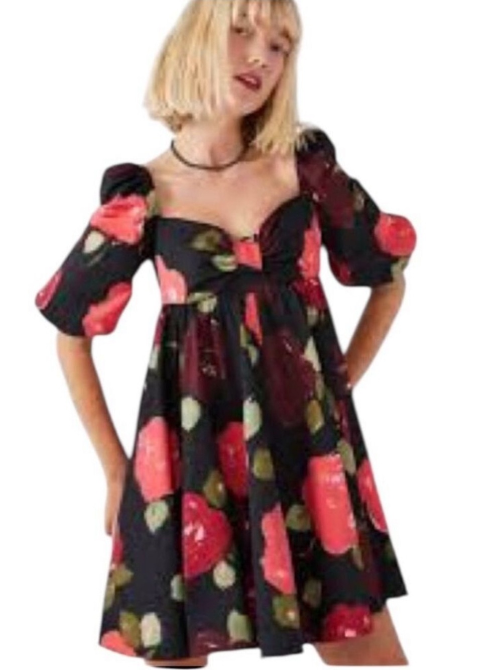 Kate Spade New York Just Rosy Beau Dress‎ Black Red Floral NWOT Size 6